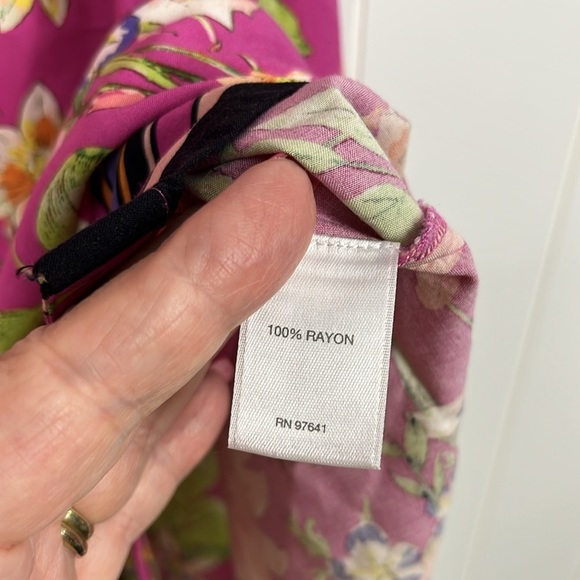 J. Jill Womens Tunic M Purple Pink Floral Print Contrast Border Pullover Rayon - Picture 7 of 13